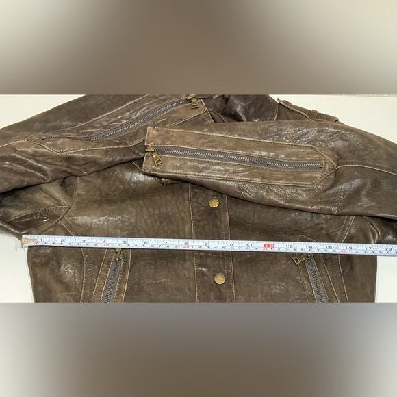 Andrew Marc Vintage 100% Leather Cropped Moto Jacket Unisex Size XS - Picture 15 of 15